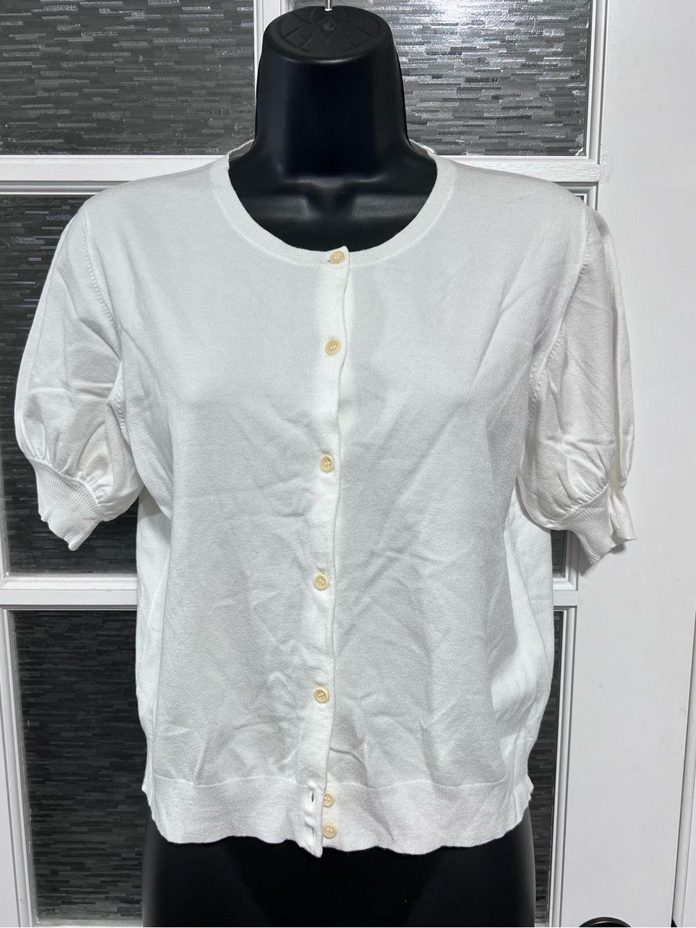 NWT Theory Womens White Short-Sleeve Button Cardigan